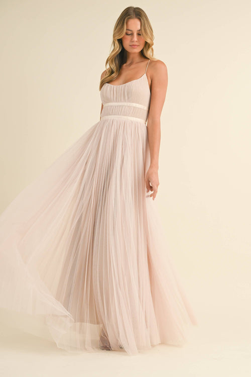 Champagne Tulle Maxi Dress