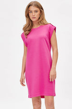 Pink Cap Sleeve Scuba A-Line Dress