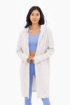 Two Tone Open Front Longline Hoodie Cardigan w/ Fleece