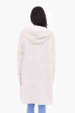 Two Tone Open Front Longline Hoodie Cardigan w/ Fleece