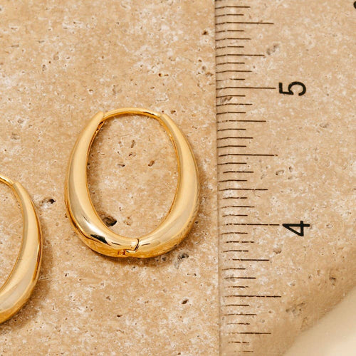 Gold Dipped Oval Hinge Hoop Earrings