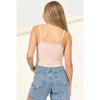 Lace Detail Ribbed Cami Pink Top