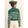 Taupe Striped Ribbed Zip Up Sweater