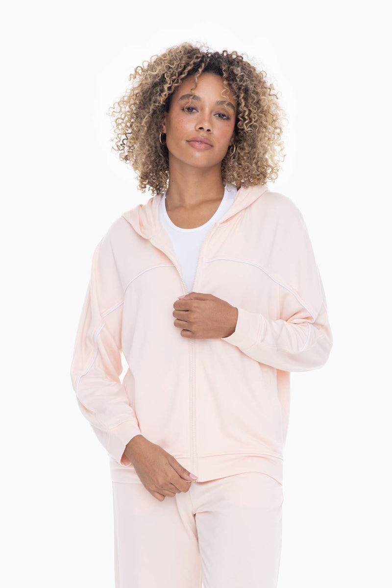 Pearl Blush Dolman Sleeve Fleece Hoodie