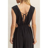 Black V-Neck Side Cutout Curved Hem Jumpsuit