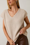 Oatmeal V-Neck Oversized Vest Sweater