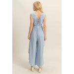 Baby Blue V-Neck Side Cutout Jumpsuit