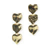 Gold Hammered Triple Heart Dangle Earrings