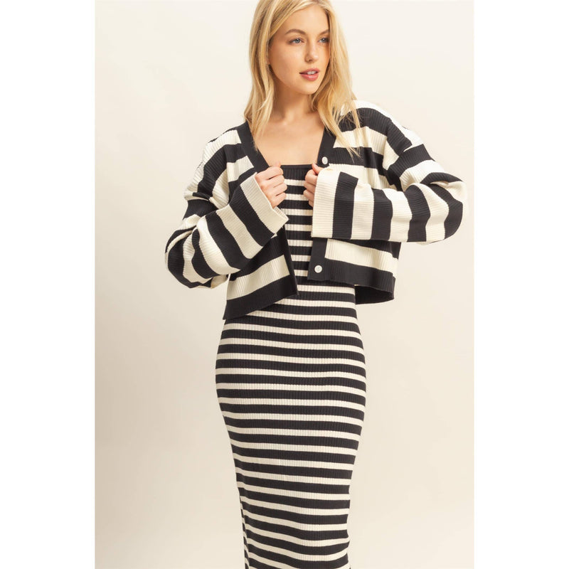 Black & White Striped Sweater Dress