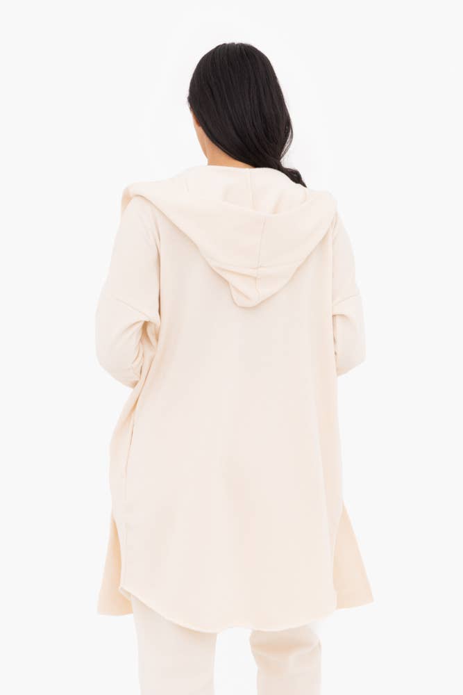 Pearl Ivory Front Longline Hoodie Cardigan