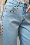 Western Diamond Studded Straight Leg Jeans