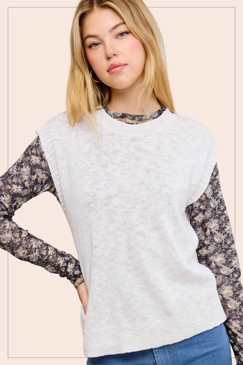 Ivory Loose Knit Crew Neck
