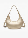 Champagne Aria Whipstitch Crescent Shoulder Bag