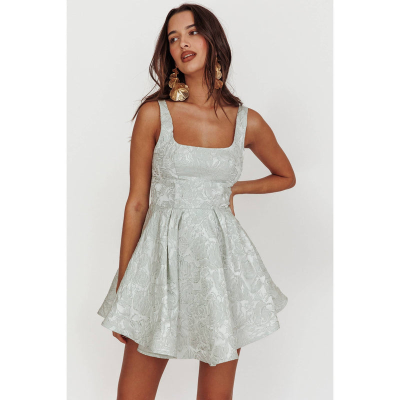 A-Line Textured Sage Mini Dress
