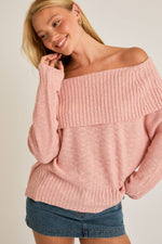 Pink Off The Shoulder Sweater Top