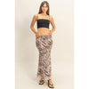 Tiger Print Mesh Midi Skirt