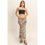 Tiger Print Mesh Midi Skirt