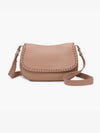 Daia Taupe Whipstitch Flapover Crossbody Bag