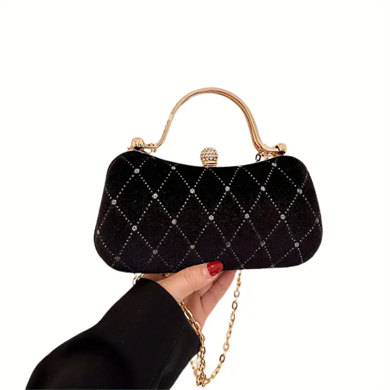 Velvet Rhinestone Bag | Black or Hunter Green