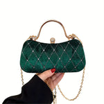 Velvet Rhinestone Bag | Black or Hunter Green