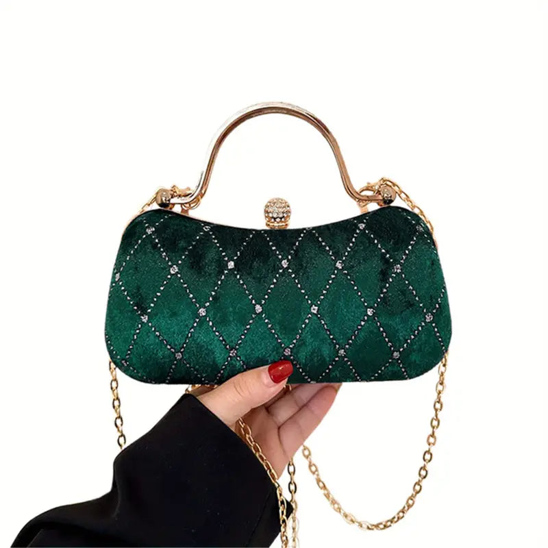 Velvet Rhinestone Bag | Black or Hunter Green