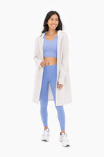 Two Tone Open Front Longline Hoodie Cardigan w/ Fleece