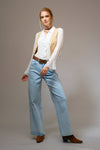 Western Diamond Studded Straight Leg Jeans