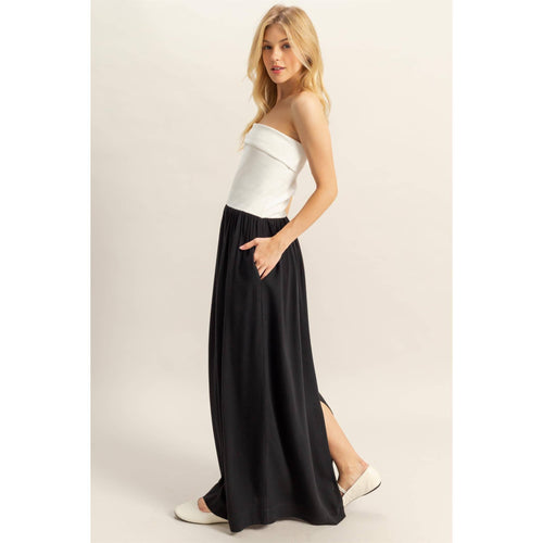 Two-Tone Tube Top Maxi Dresss