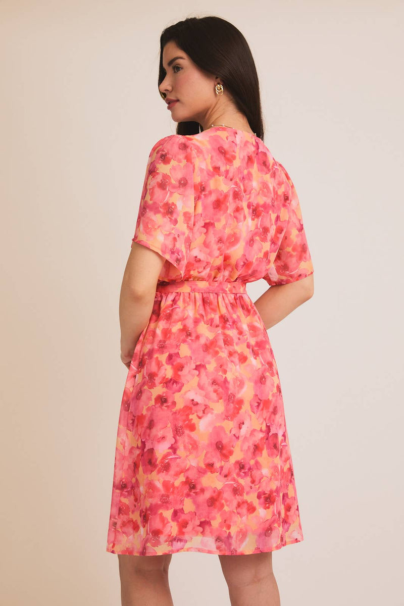 Megan Waist Tie Floral Print Dress (S-3XL)