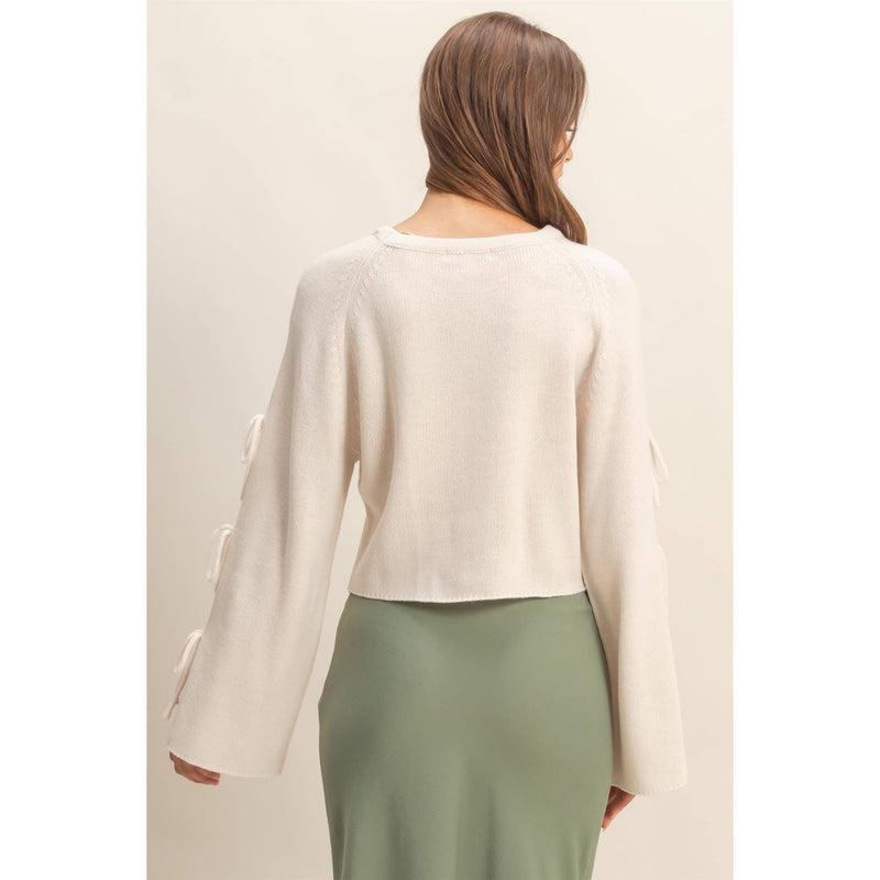 Cream Ribbon Tied Detail Sweater
