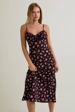 Spaghetti Strap Pink Floral Detail Midi Dress