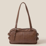 Brown Belt Strap Rectangular Hand Bag