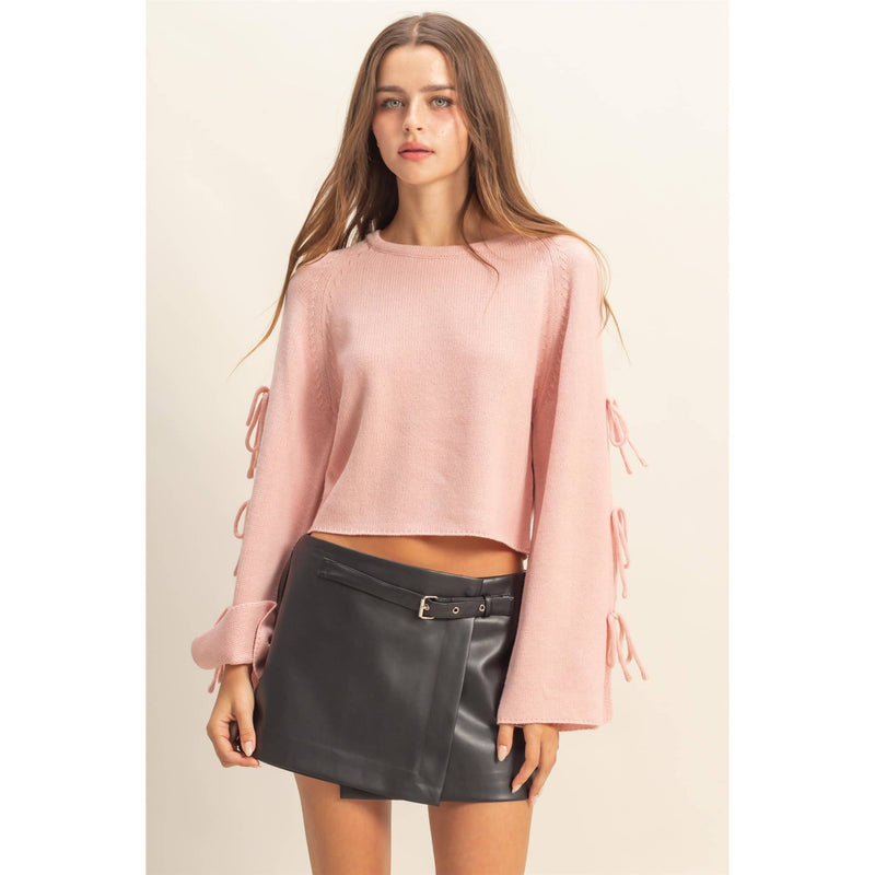 Light Pink Bow Tied Detail Sweater