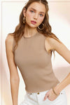 Biscuit Stretchy Ribbed Sleeveless Top
