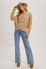Taupe Button Down Sweater Cardigan