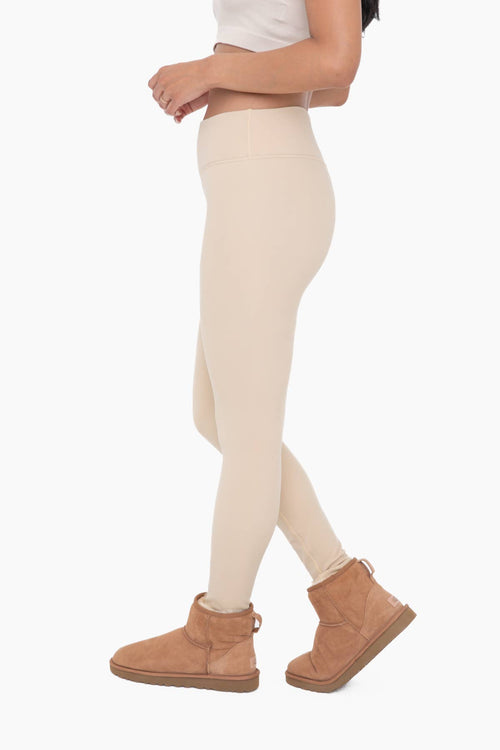 Taupe Fleece Lined Poly-Blend Leggings