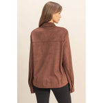 Chestnut Suede Button-Up Shirt