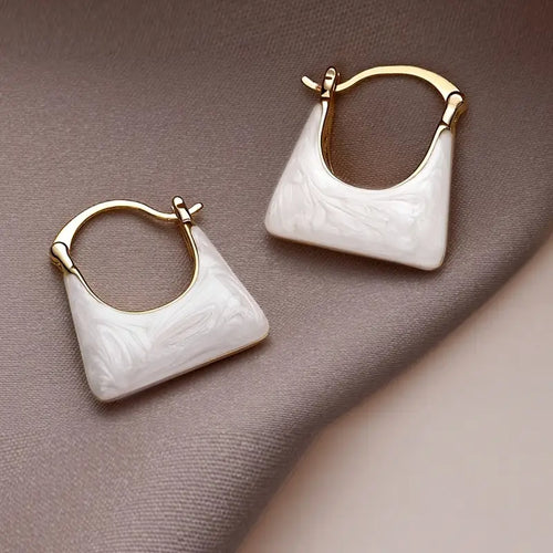 White Bag Shaped Earrings