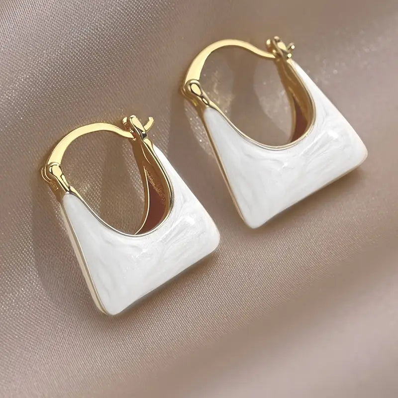 White Bag Shaped Earrings