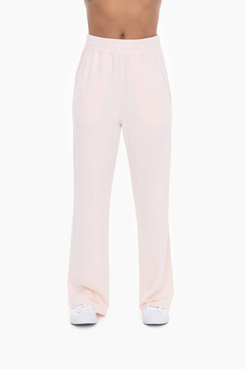 Pearl Blush Wide Leg Fleece Lounge Pants