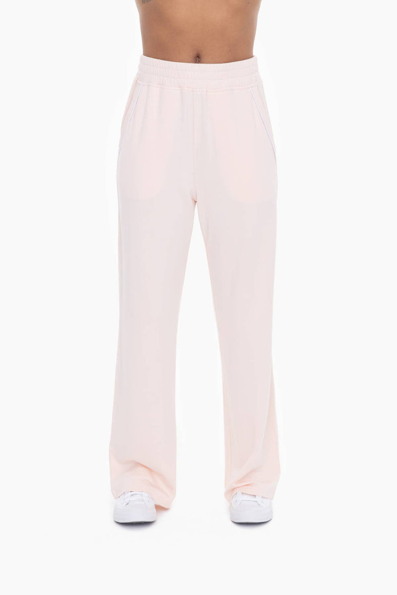 Pearl Blush Wide Leg Fleece Lounge Pants