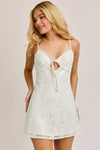 Ivory Out Detail Sequin Lace Mini Dress