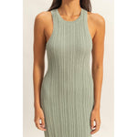 Black Maya Round Neck Bodycon Ribbed Knit Dress
