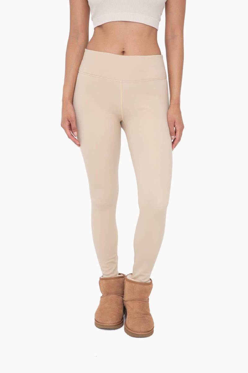 Taupe Fleece Lined Poly-Blend Leggings