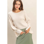 Cream Ribbon Tied Detail Sweater