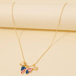 Heart & USA Bow Charm Necklace