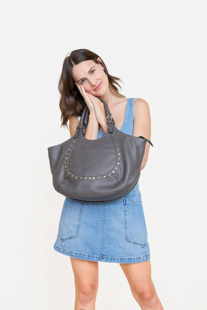 M2679 Kay Studded Hobo w/ Crossbody Strap: Sand