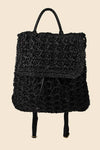 Black Straw Backpack Bag