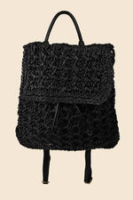 Black Straw Backpack Bag