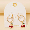 Epoxy Resin Cherry Charm Hoop Earrings